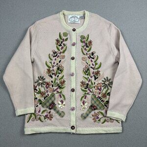 Eagle’s Eye Vintage 80s embroidered country  granny Cardigan Size M Embellished